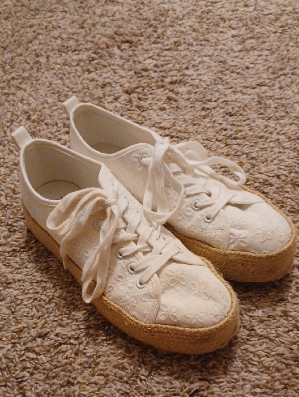 Primark White Floral Espadrille Platform Sneakers